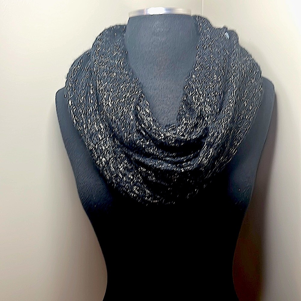 Nwot. Back and gold scarf!  Infinity scarf wrap twice or wear all open! ❤️ this